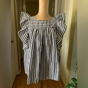 Who What Wear Striped Cotton Top size Large Cottagecore Beachy Boxy